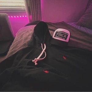 Black polo track suit sweats and black polo hoodie